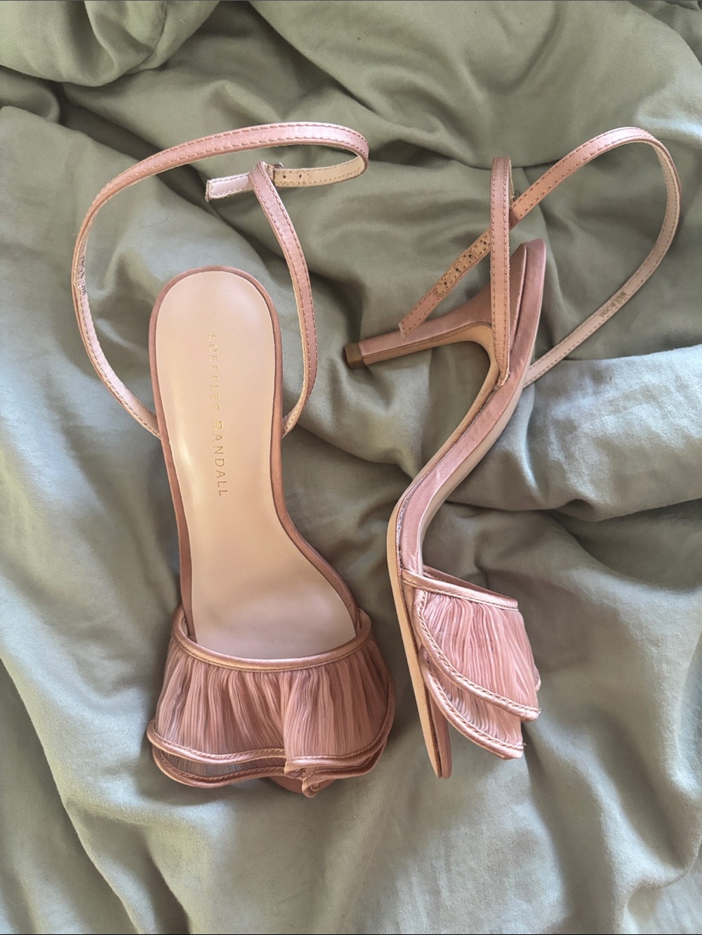 Loeffler Randall Pink Fringe Ankle-Strap Heels